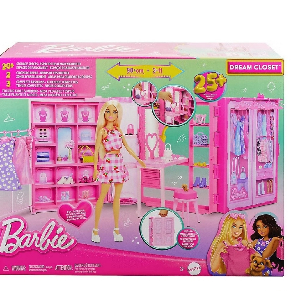 Barbie Dream Closet & Dressing Room Playset, 29 Pieces Including Doll